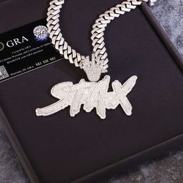 Fashion Hip Hop Jewellery Shine Diamond VVS Moissanite Iced Out Sier Name Letter Pendant For Men