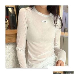 Womens T-Shirt Mimi U Casual Tshirt Designer Clothes Women T Shirts Long Sleeve Round Neck Letter Print Y Top Tee Female Streetwear Dr Otedn