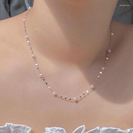 Pendants 925 Sterling Silver Romantic Pearl Chain Choker Necklace For Women Girls Fashion Jewellery Wedding Party Birthday Accessories Gift