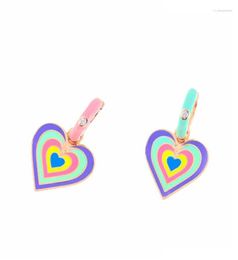 Dangle Earrings Pink Green Pastel Enamel Circle Colorful Heart Charm Fashion Earring Girlfriend Valentineamp39s Day Gift Jewel7768088