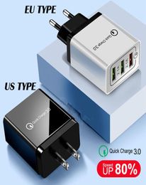 QC 30 Phone USB Charger Quick Charge Wall Charger Qualcomm 30 5V 31A 3Usb Ports Fast Charging For Iphone Samsung2801419