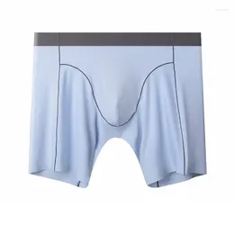Underpants Men's Ice Silk Seamless Long Leg Underwear Thin Sexy U Pouch Man Boxer Shorts Breathable Large Size Panties Quick Dry