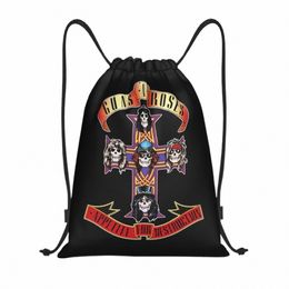 hard Rock Band Guns N Roses Drawstring Backpack Women Men Gym Sport Sackpack Portable Bullet Logo Shop Bag Sack n583#