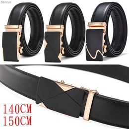 Waist Chain Belts Automatic Buckle Belt for Mens Cowhide Leather Lengthened 150cm Belts Leisure Business Plus Size 140cm AccessoriesL240416