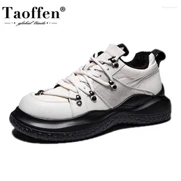 Casual Shoes Taoffen Sneakers For Women Genuine Leather Soft Sole Ladies Flats Vulcanised Shoe Student Running Sports Trainer