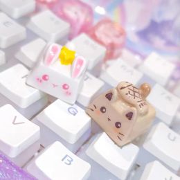 Accessories Cute Cartoon Cat Bunny Keycap Personality Design Anime Handmade Keycap for Cherry MX Switch Mechanical Keyboard ESC Keys