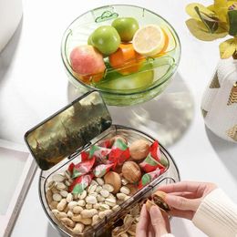 Plates Dry Fruit Plate Detachable Double Layer Tray With Phone Holder Container Capacity For