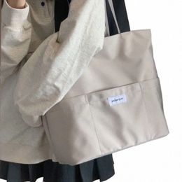 women Tote Bag Aesthetic Solid Color Students Casual Handbag Shoulder Bag Large Capacity Oxford Reusable Shop Beach Bag 2023 p7LS#