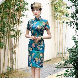 Ethnic Clothing Young Silk Cheongsam Mid-length Dress Chinese Qipao Wedding