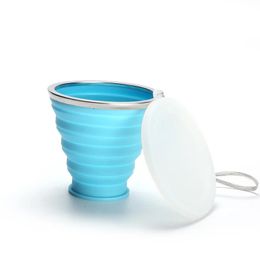 2024 180ml/250ml de silicone portátil xícara dobrável retrátil com tampa telescópica dobrável xícara de bebida ao ar livre xícara de água portátil