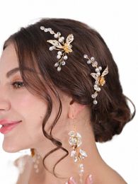 gold Leaf Hairpin Vintage Bridal Headwear Elegant Women Headdr For Bride to be Headpieces Wedding Hair Accories J0SR#