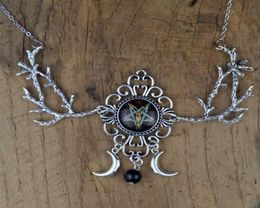 Witch Pentagram Crescent Moon Necklace Fantasy Forest Branch Magic Wiccan Pagan Goth Jewelry276p6545563