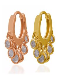 New trendy Mini hoop earring with Multi round disc cz paved charm tassel Earring for Lady high quality wedding earring whole2094078