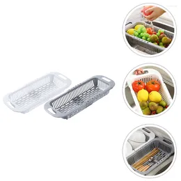 Kitchen Storage 2 Pcs Drainer Basket Tableware Retractable Drying Rack Fruit Container Adjustable Pp Baby Dish