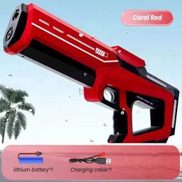 Gun Toys Electric Continuous Shooting Water Gun Toy Summer Outdoor Fully Automatic Spray High-Pressure Swimming Pool Water Play Toy Gift 240416