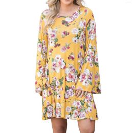 Casual Dresses Womens Fashion Puff Sleeve Off Shoulder Mini Dress Floral Print Plus Size Loose For Women Vestido Robe