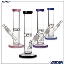 10 polegadas colorido de vidro misto fumando tubs de gelo de cano de gelo reto tubo bongues bongues com tubo inferior + tigela de 14 mm