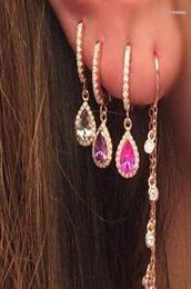 Dangle Earrings Rose Gold Colour Earring Colourful Summer Gift Tear Drop Micro Pave Cz Black Red Elegant Fashion Women Girl Jewelry5741719