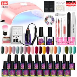 Phoenixy Nails Manicure Set Full Gel Nail Polish Kit with Lamp Accessories and Tools Complete Semipermanent 240416