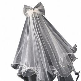 wedding Veil with Comb for Kids Wedding Hair Accories for Girls 2 Tier Bow Embellishment Props for Photo Taking Z1OL#