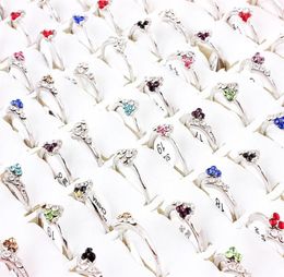 QianBei 50pcs set Whole Mixed Lots Shiny Crystal Rhinestone Rings Kid Children Engagement Wedding Bridal Finger Ring Jewelry232v2360201