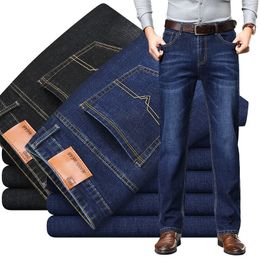 Summer Mens Thin Jeans Business Casual Straight Denim Pants Work Jean Trousers Daily Without Elasticity 240415