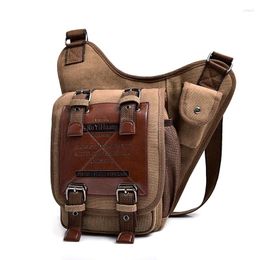 Waist Bags Sidebag Shoulder Bag Travel Motorcycle Messenger Men's Vintage Canvas Leather Saddle