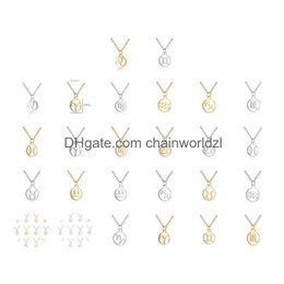 Pendant Necklaces Hollow Stainless Steel 12 Constellation Zodiac Sign Necklace Horoscope Jewellery Galaxy Libra Astrology Gift With Reta Ot9Cg