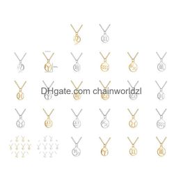 Pendant Necklaces Hollow Stainless Steel 12 Constellation Zodiac Sign Necklace Horoscope Jewelry Galaxy Libra Astrology Gift With Reta Ot9Cg