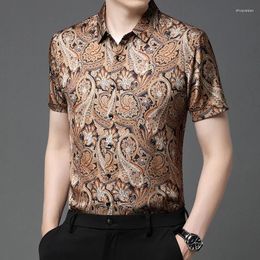 Men's Casual Shirts Luxury Mens Paisley 2024 Summer Printed Hawaiian Dress Beach Wear Fashionable Clothing Large Sizes Blouse Baroque