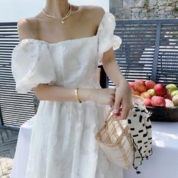Party Dresses French Puff Sleeve Vintage Casual Women's Dresse Sweet Elegant Summer Clothes Korean Ladies 2024 Evening Dress Females