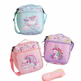 cute Carto Unicorn Lunch Bag Portable Children Student Shoulder Insulati Ice Pack Outdoor Picnic Insulated Thermal Food Bag i2xC#