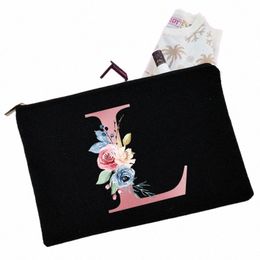 pink Letter Fr Print Makeup Bags Student Pencil Bag Ladies Beauty Kits Clutch Travel Storage Pouch Toiletries Cosmetic Cases b0aM#