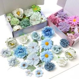 Decorative Flowers Rose Artificial Flower Daisy Fake Box Wedding Decoration Supplies Home DIY Crafts Garland Accessories