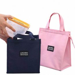 tote Grey Blue Pink Food Ctainer Bag Cvenient Oxford Lunch Bags Fresh Cooler Pouch Portable for Office Students Lunch Box V8JD#