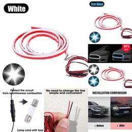 2024 150/180Cm Car Hood Lights Strip LED Daytime Running Light DRL Decorative Lights Tuning Flowing Water Headlight Strip White Blue