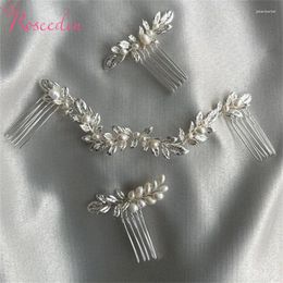Hair Clips Women Girls Jewellery Handmade Wedding Headband Fresh Water Pearls Bridal Comb RE6088