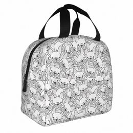 french Bulldog Puppy Doodle Insulated Lunch Bags Cooler Bag Reusable Dog Lover Lunch Box Tote Food Storage Bags Work Outdoor H2bh#