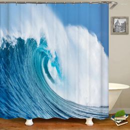 Shower Curtains 3d Waterproof Ocean Waves Sea Spray Bathroom Printing Polyester Fabric Washable Decor Bath