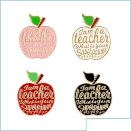 Jewelry Pins Brooches Red Apple Teacher Quote I Am A Badge Pink Enamel Lapel Pin Badges Fruit Plant Gifts 621 Dhgarden Drop Delivery Dh8Wt