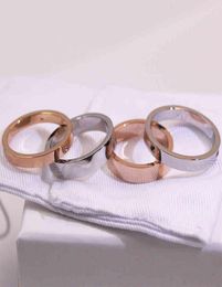 New three diamond ring titanium steel 18k rose gold simple inlaid couple pair wide and narrow Valentine's Day gift9524114