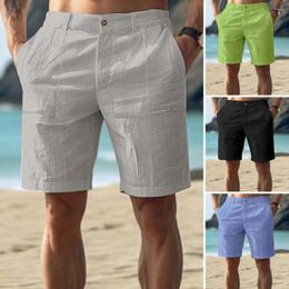 Men's Shorts Men Casual Solid Colour Summer With Pockets Mid-rise Button Zipper For Streetwear