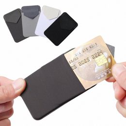 new Elastic Phe Card Holder Adhesive Sticker Slim Pocket Universal Cell phe Pocket Fi Lycra Faux Leather Wallet Case a5hx#