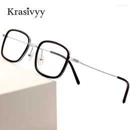 Sunglasses Frames Krasivyy Square Pure Titanium Glasses Frame Men Ultralight Myopia Prescription Eyeglasses Women Korean Brand Optical