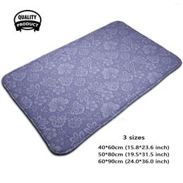 Carpets Blue Damask Pattern 3D Soft Non-Slip Mat Rug Carpet Cushion Wallpaper Paper Background Retro Vintage Ian