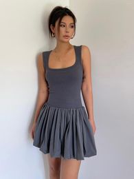 Casual Dresses Ballet Style Summer Dopamine Wear Pleated Vest Dress Millennium Sexy Knitted Puffy Suspender For Women