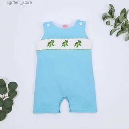 Rompers 2022 Boutique Baby Boys Clothes Smock Romper Hand Tortoise Embroidery Bodysuit Infant Clothes Beautiful Jumpsuit 0-3T For Boy L410