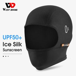 WEST BIKING Summer Cycling Cap AntiUV Motorcycle Balaclava Ice Silk Sun Protection Sports Headwear Outdoor Bicycle Fishing Hat 240416