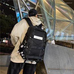 Backpack Men Trendy Pendant School Bag Girls Boys Outdoor Leisure Travel Backpacks Black Silver Large Capacity Student Bookbags