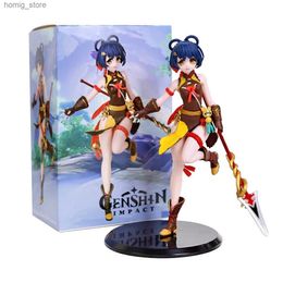 Action Toy Figures Anime Genshin XiangLing Figure Serve Cute Kawayi Doll PVC 19cm Model Doll Toy Base Toy Doll Figuine Ornament Action Ornaments Y240415